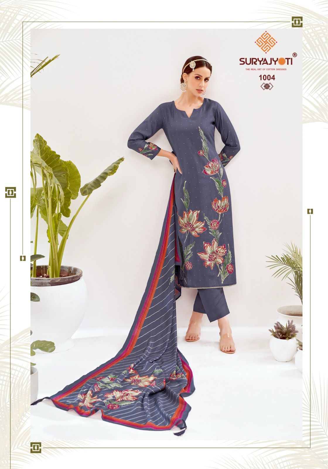 Khushi Vol 1 Suryajyoti Roman Vertigan Pant Style Suits Supplier India