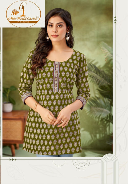 Khushi Vol 2 Miss World Choice Cotton Short Kurtis Wholesale Price