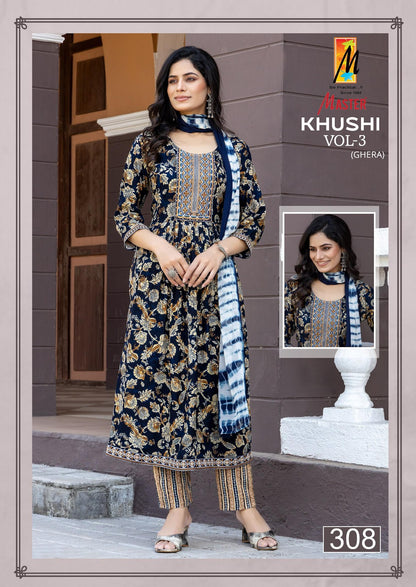 Khushi Vol 3 Ghera Master Rayon Capsule Readymade Suits Supplier Gujarat
