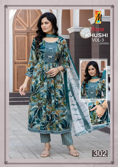Khushi Vol 3 Ghera Master Rayon Capsule Readymade Suits Supplier Gujarat