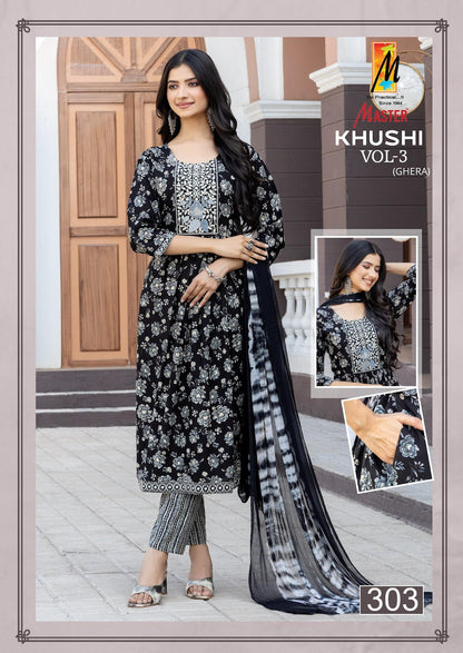 Khushi Vol 3 Ghera Master Rayon Capsule Readymade Suits Supplier Gujarat
