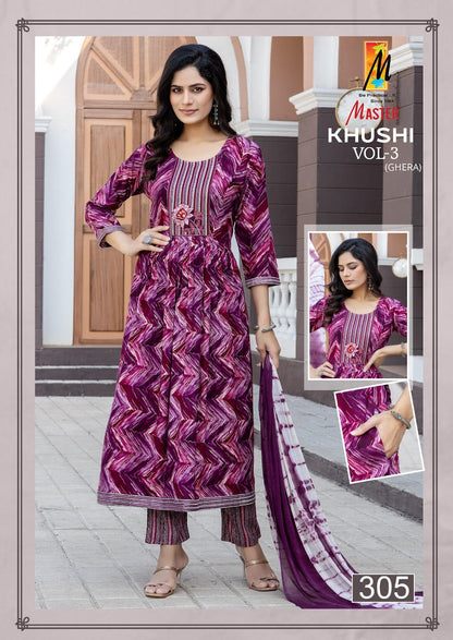Khushi Vol 3 Ghera Master Rayon Capsule Readymade Suits Supplier Gujarat