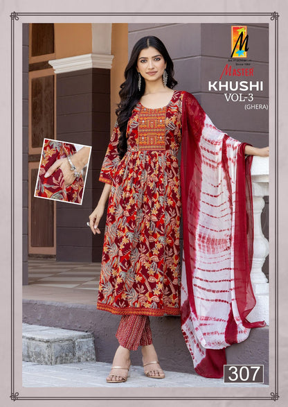 Khushi Vol 3 Ghera Master Rayon Capsule Readymade Suits Supplier Gujarat