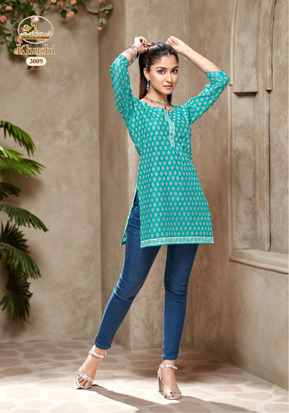 Khushi Vol 3 Miss World Choice Cotton Short Kurtis Wholesale