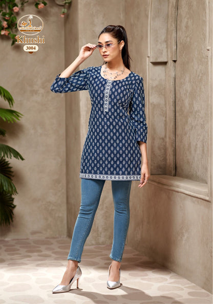 Khushi Vol 3 Miss World Choice Cotton Short Kurtis Wholesale