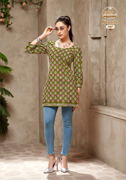 Khushi Vol 3 Miss World Choice Cotton Short Kurtis Wholesale
