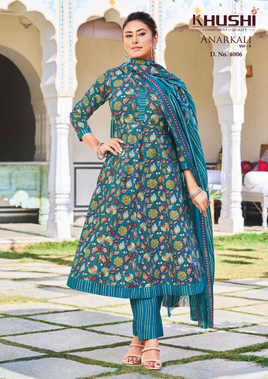 Khushi Vol 4 Nandgopal Cotton Readymade Anarkali Suits Supplier Gujarat