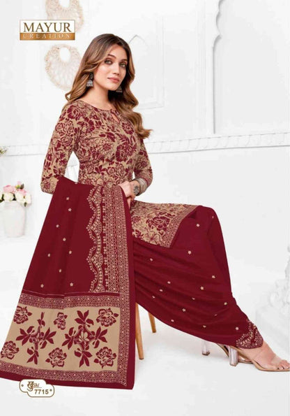 ख़ुशी वॉल्यूम 77 मयूर क्रिएशन कॉटन ड्रेस मटीरियल निर्यातक