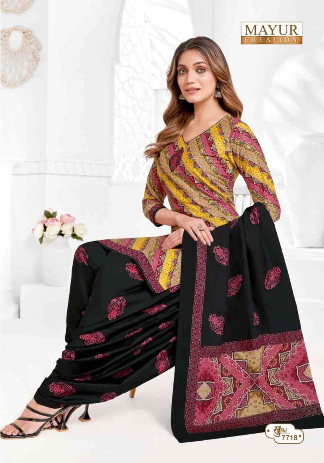 ख़ुशी वॉल्यूम 77 मयूर क्रिएशन कॉटन ड्रेस मटीरियल निर्यातक