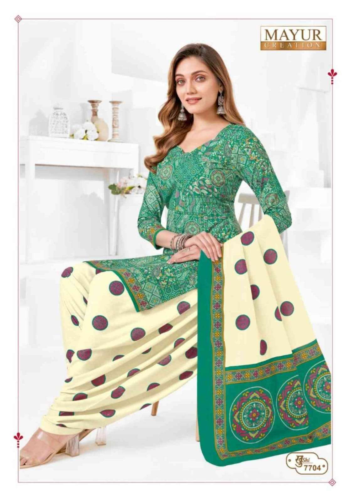 ख़ुशी वॉल्यूम 77 मयूर क्रिएशन कॉटन ड्रेस मटीरियल निर्यातक