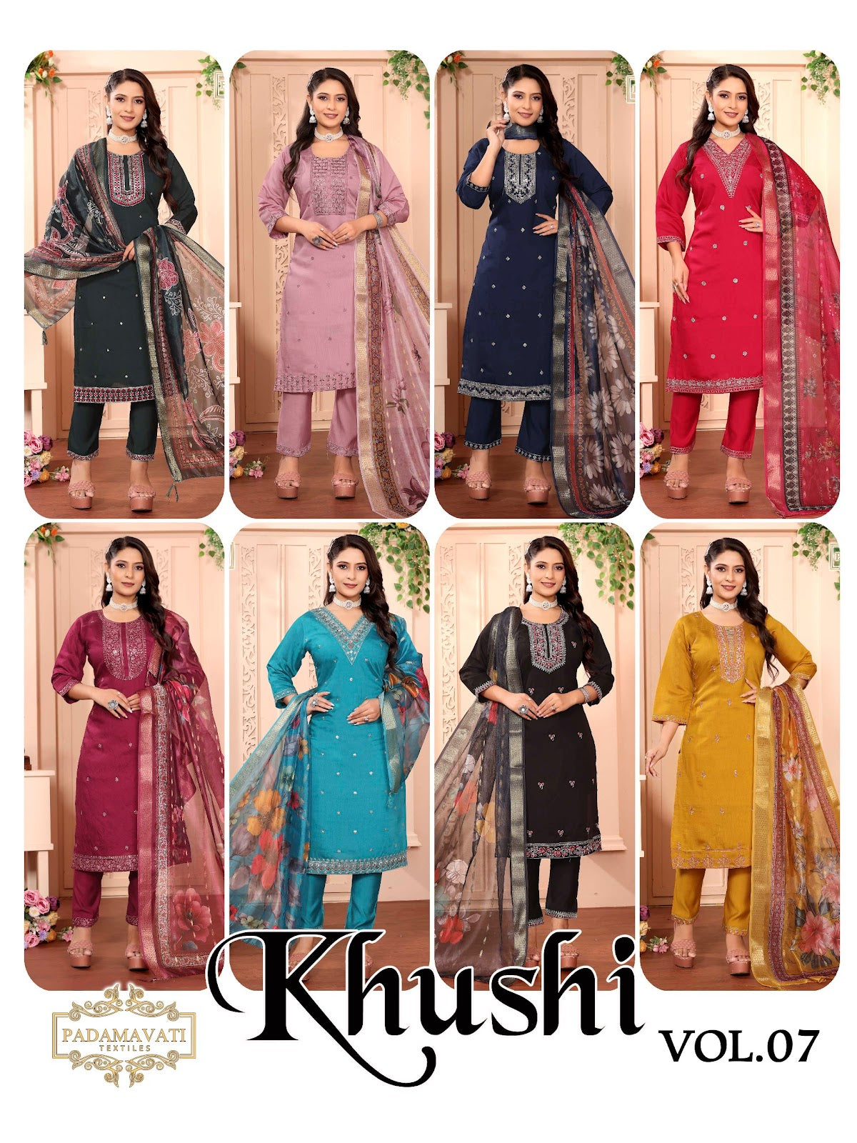 Khushi Vol 7 Pt Roman Silk Readymade Pant Style Suits Wholesaler Gujarat