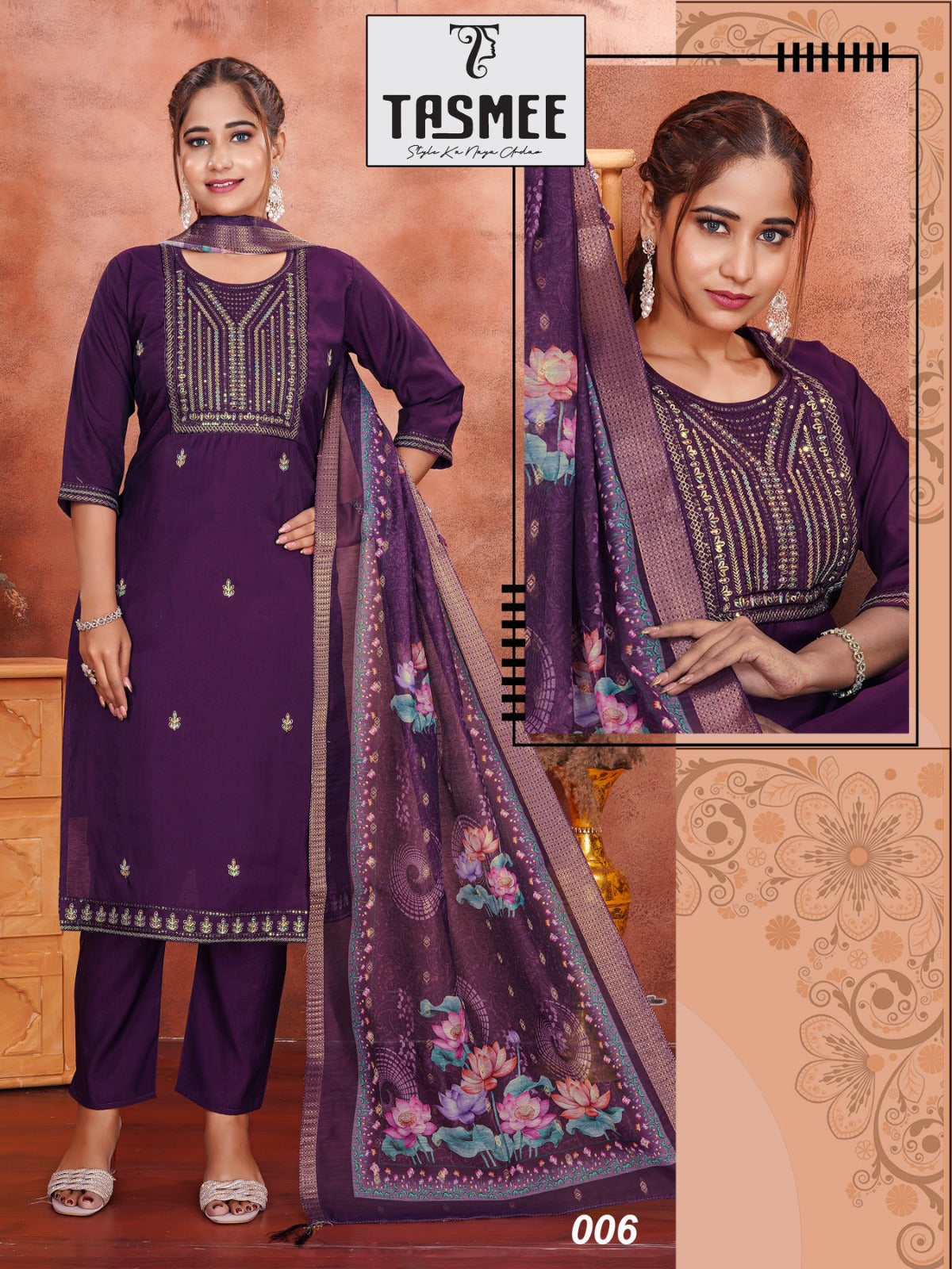 Khushi Vol 7 Tasmee Roman Silk Readymade Pant Style Suits Wholesale Rate