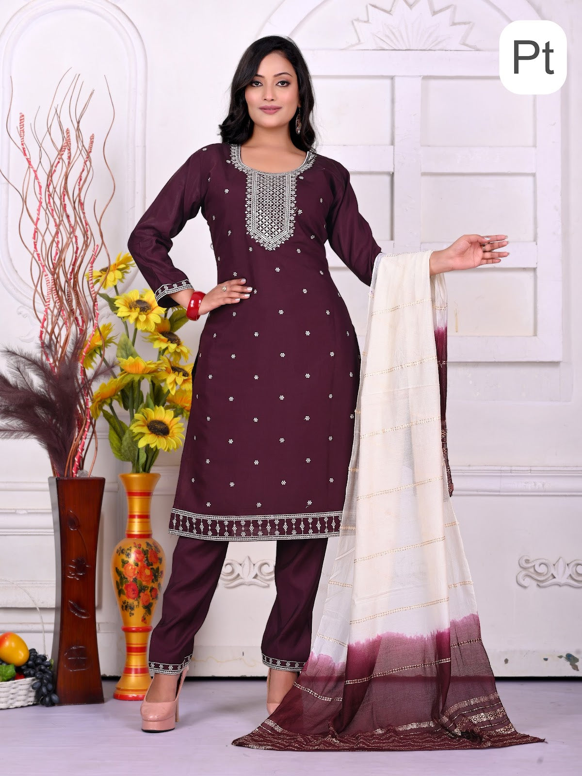 Khushi Vol 8 Pt Roman Silk Readymade Pant Style Suits Manufacturer