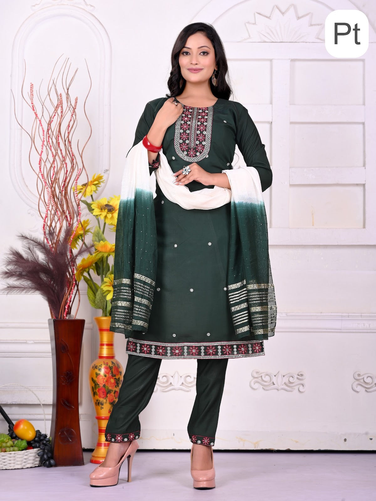 Khushi Vol 8 Pt Roman Silk Readymade Pant Style Suits Manufacturer