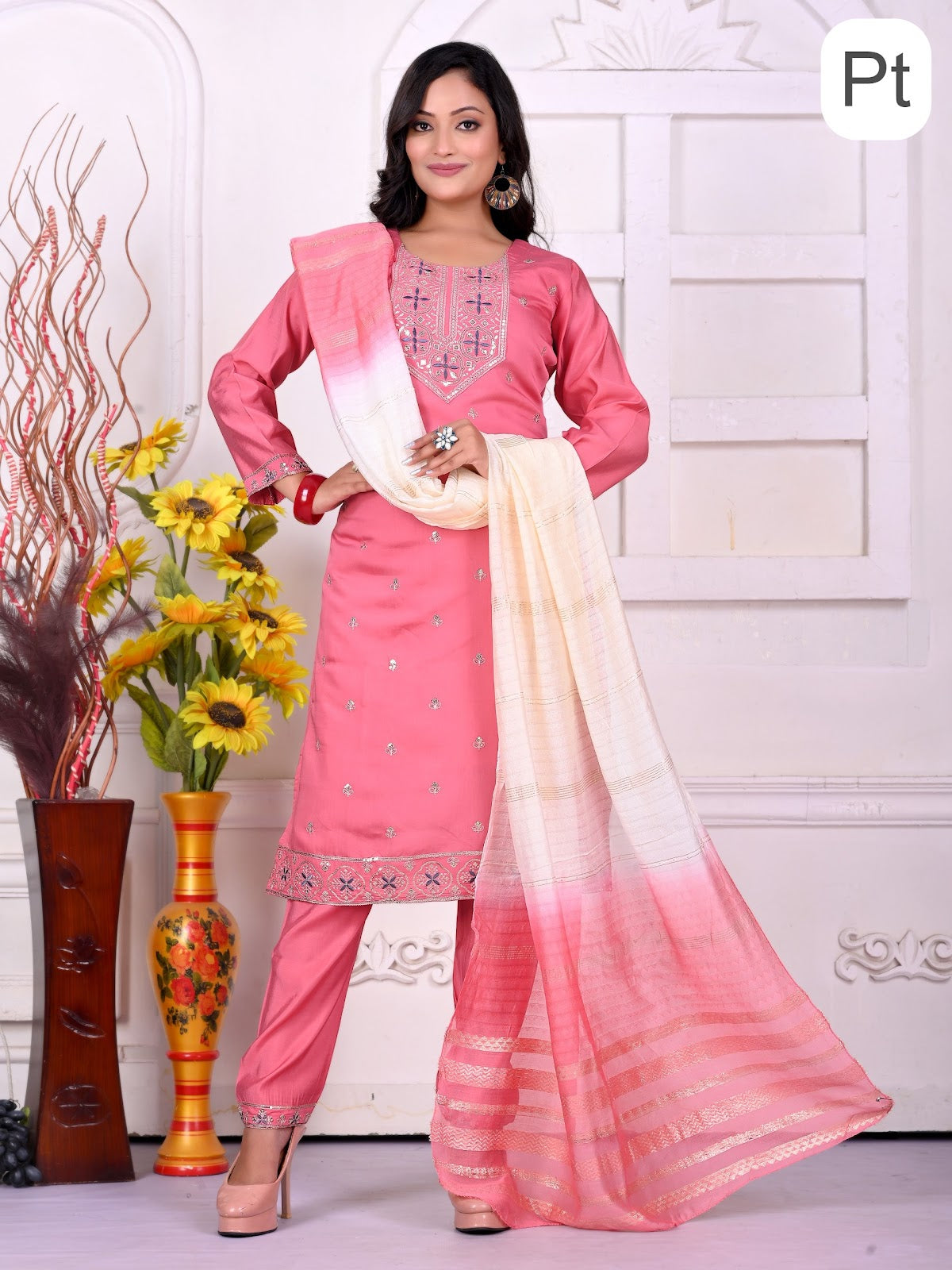 Khushi Vol 8 Pt Roman Silk Readymade Pant Style Suits Manufacturer