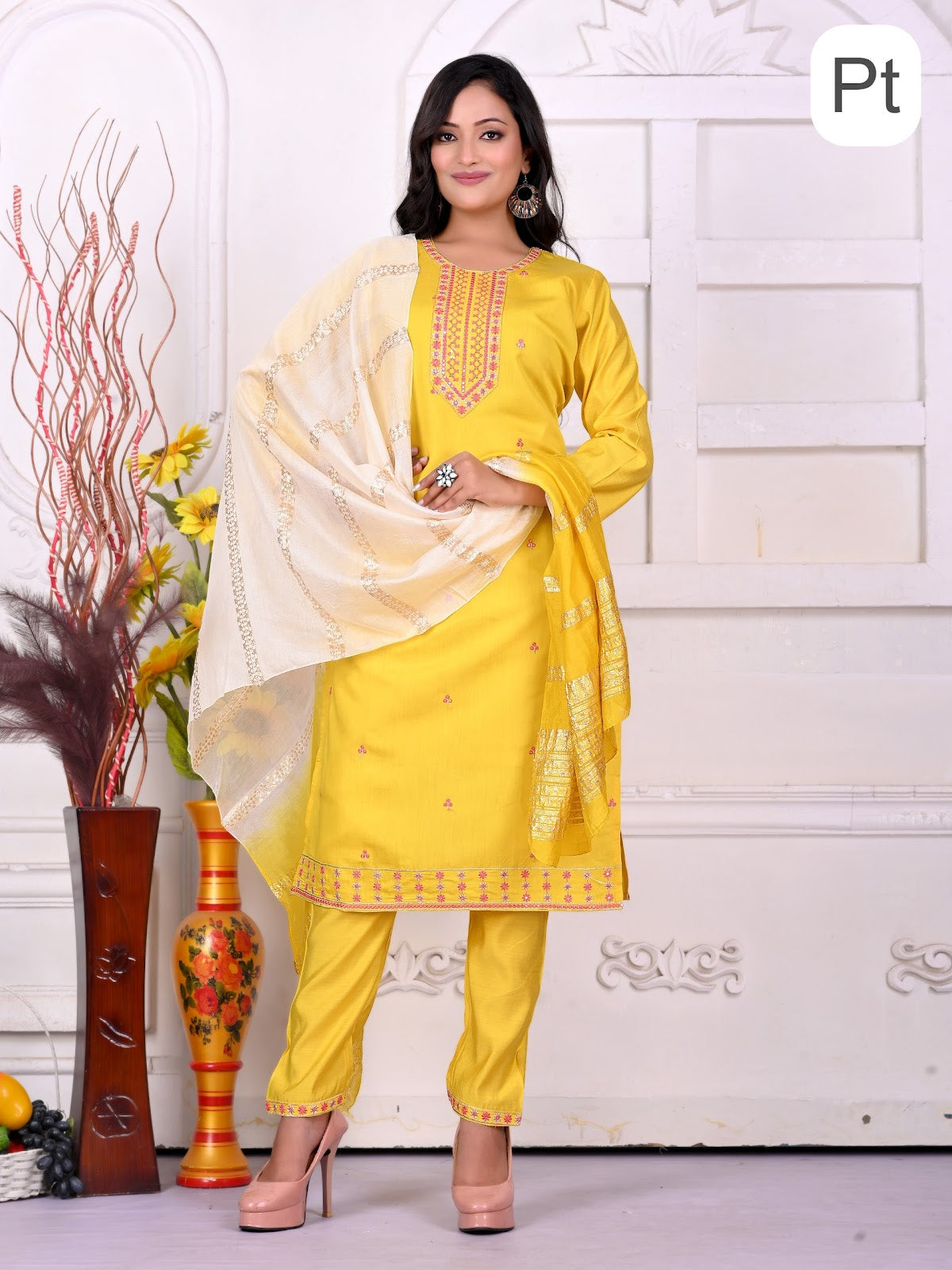 Khushi Vol 8 Pt Roman Silk Readymade Pant Style Suits Manufacturer