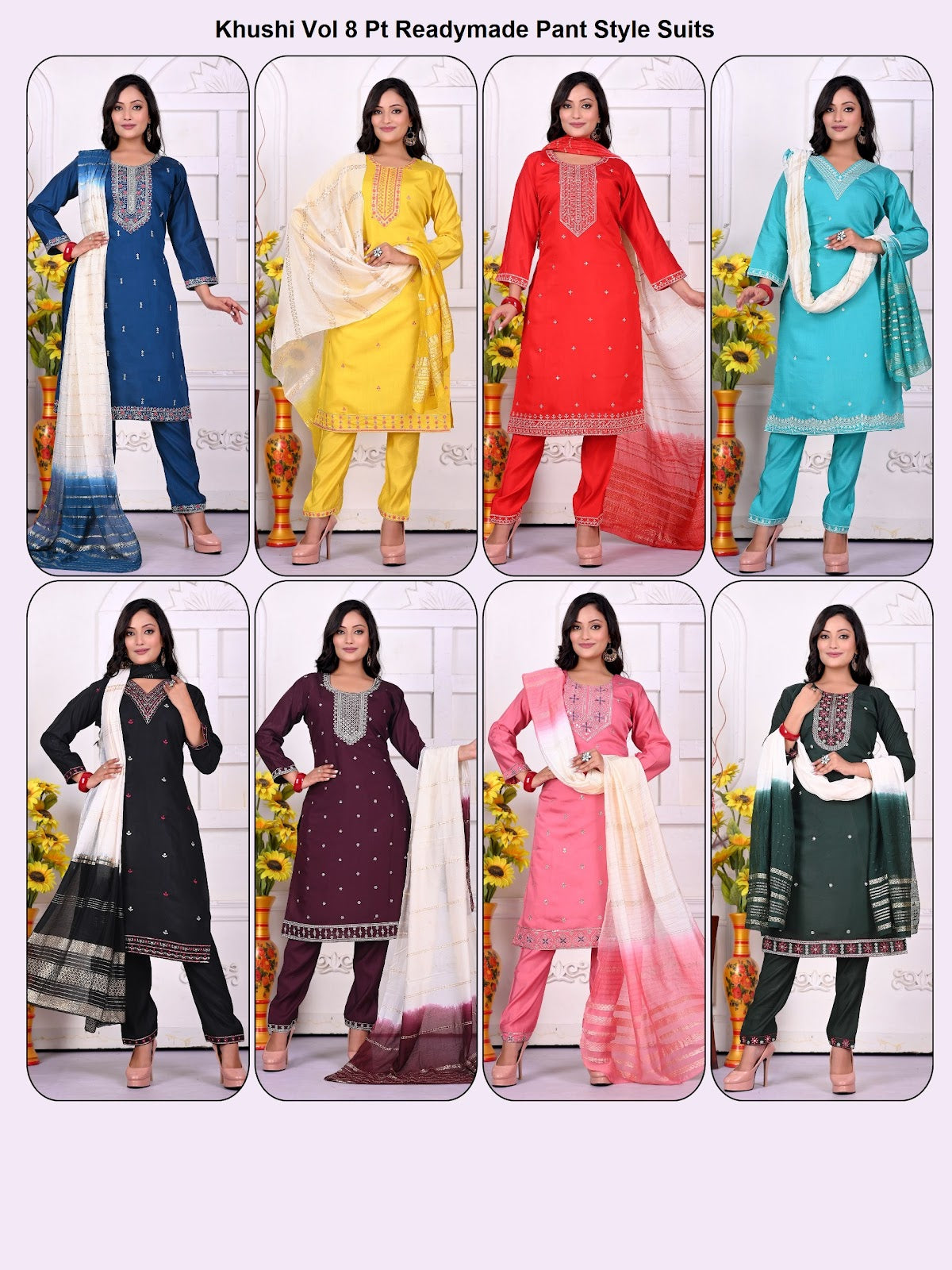 Khushi Vol 8 Pt Roman Silk Readymade Pant Style Suits Manufacturer