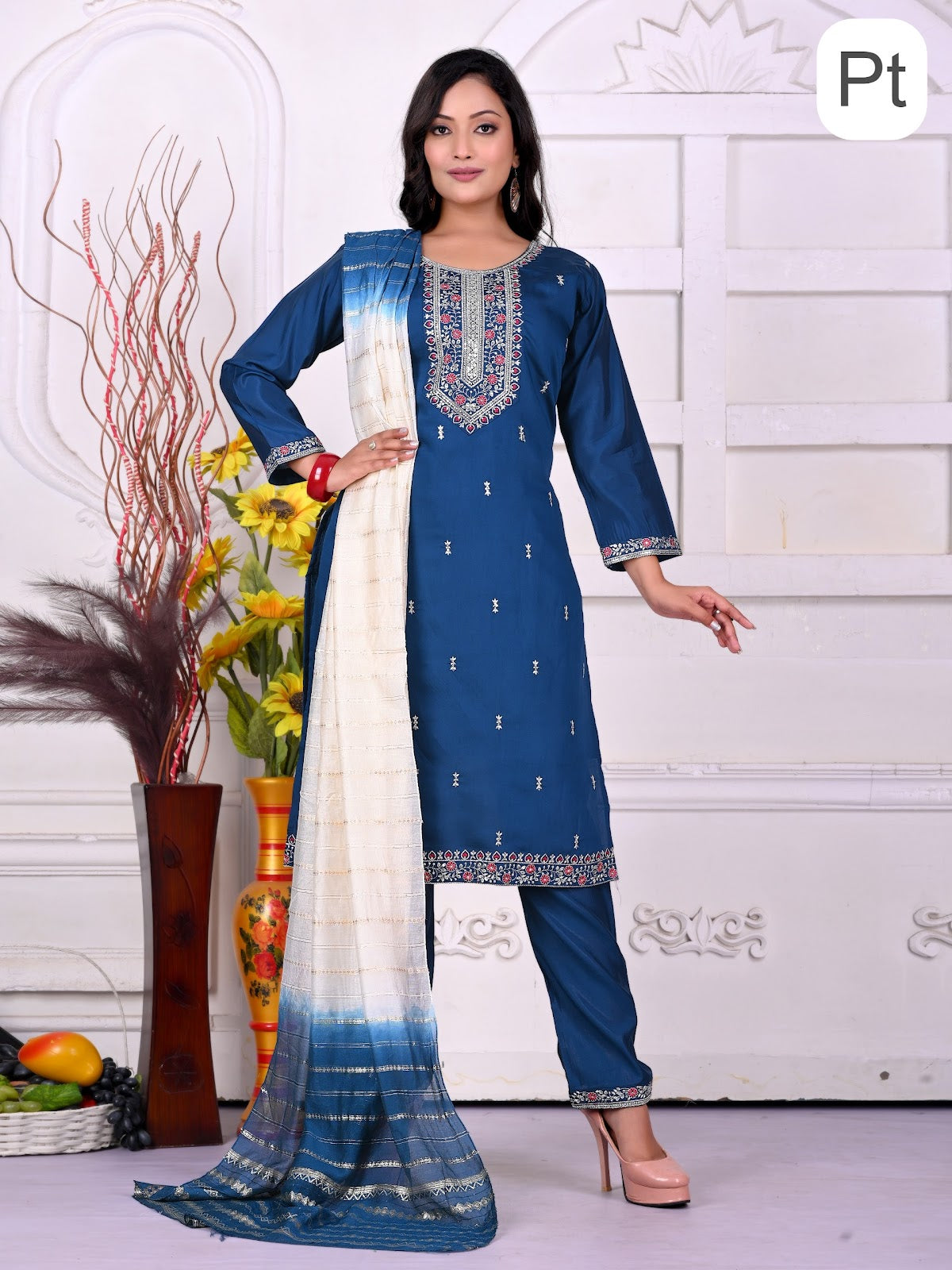 Khushi Vol 8 Pt Roman Silk Readymade Pant Style Suits Manufacturer