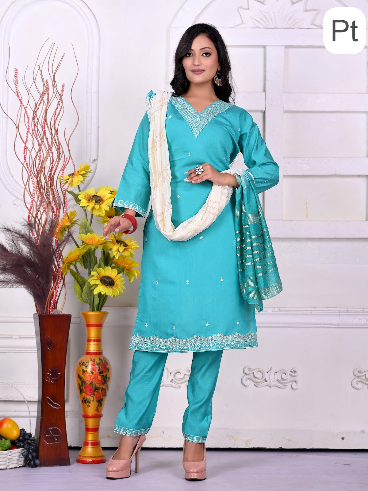 Khushi Vol 8 Pt Roman Silk Readymade Pant Style Suits Manufacturer