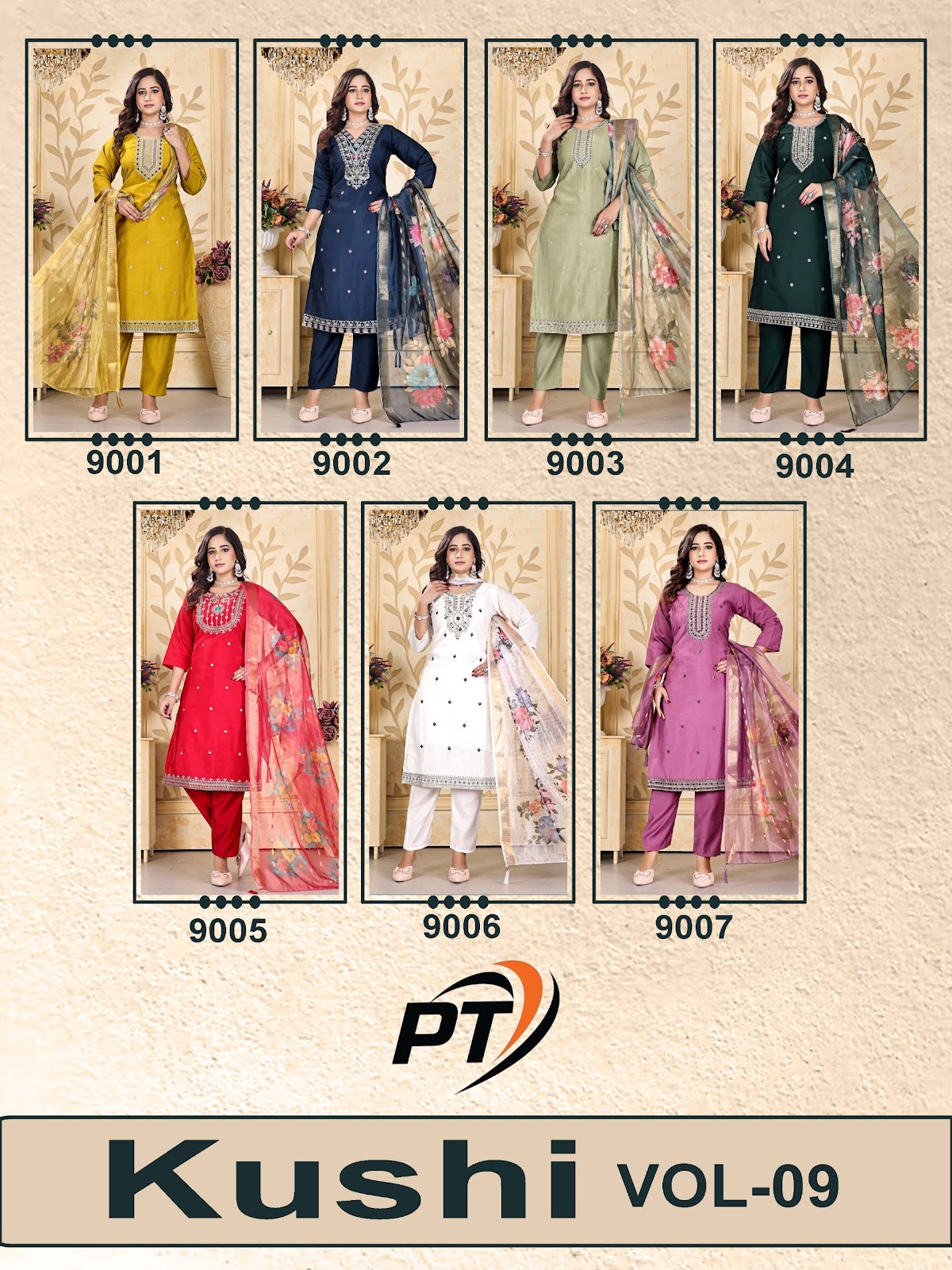 Khushi Vol 9 Pt Roman Silk Readymade Pant Style Suits Supplier India