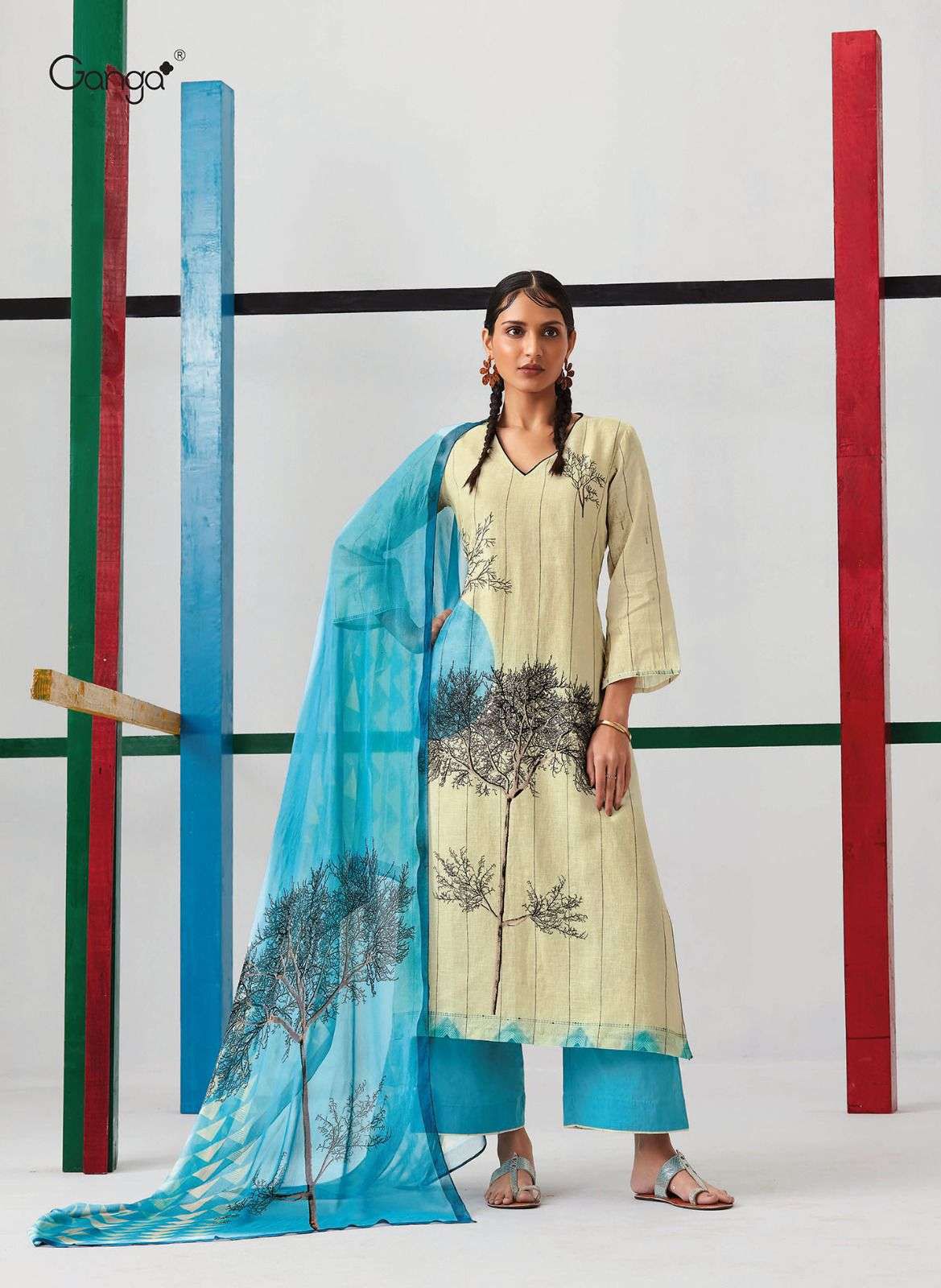Khushnuma Ganga Linen Pant Style Suits Wholesaler Gujarat