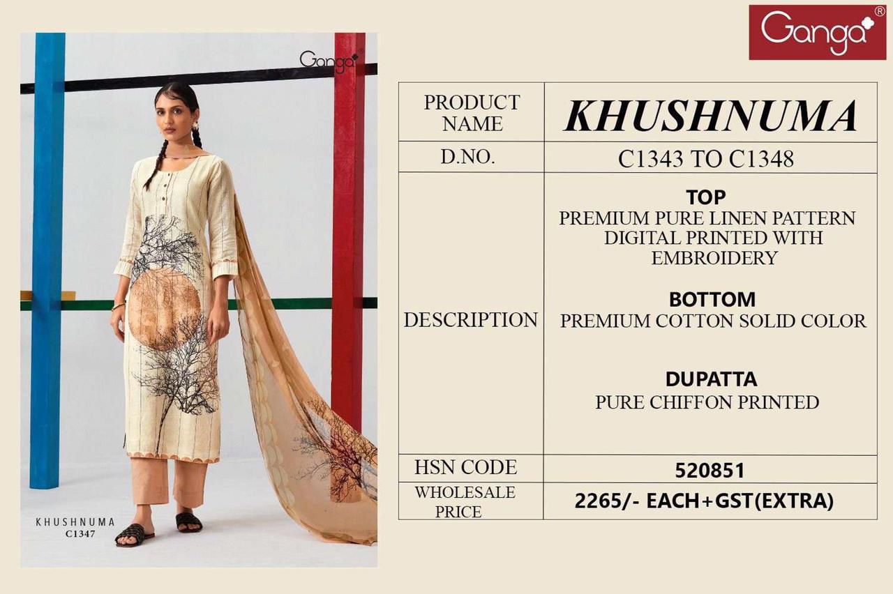 Khushnuma Ganga Linen Pant Style Suits Wholesaler Gujarat