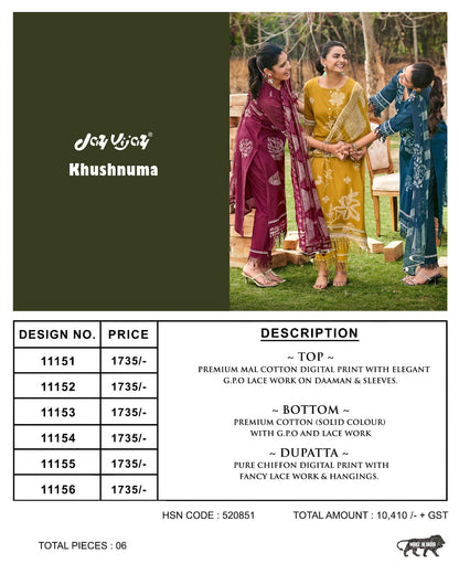 Khushnuma Jay Vijay Mal Cotton Pant Style Suits Wholesale