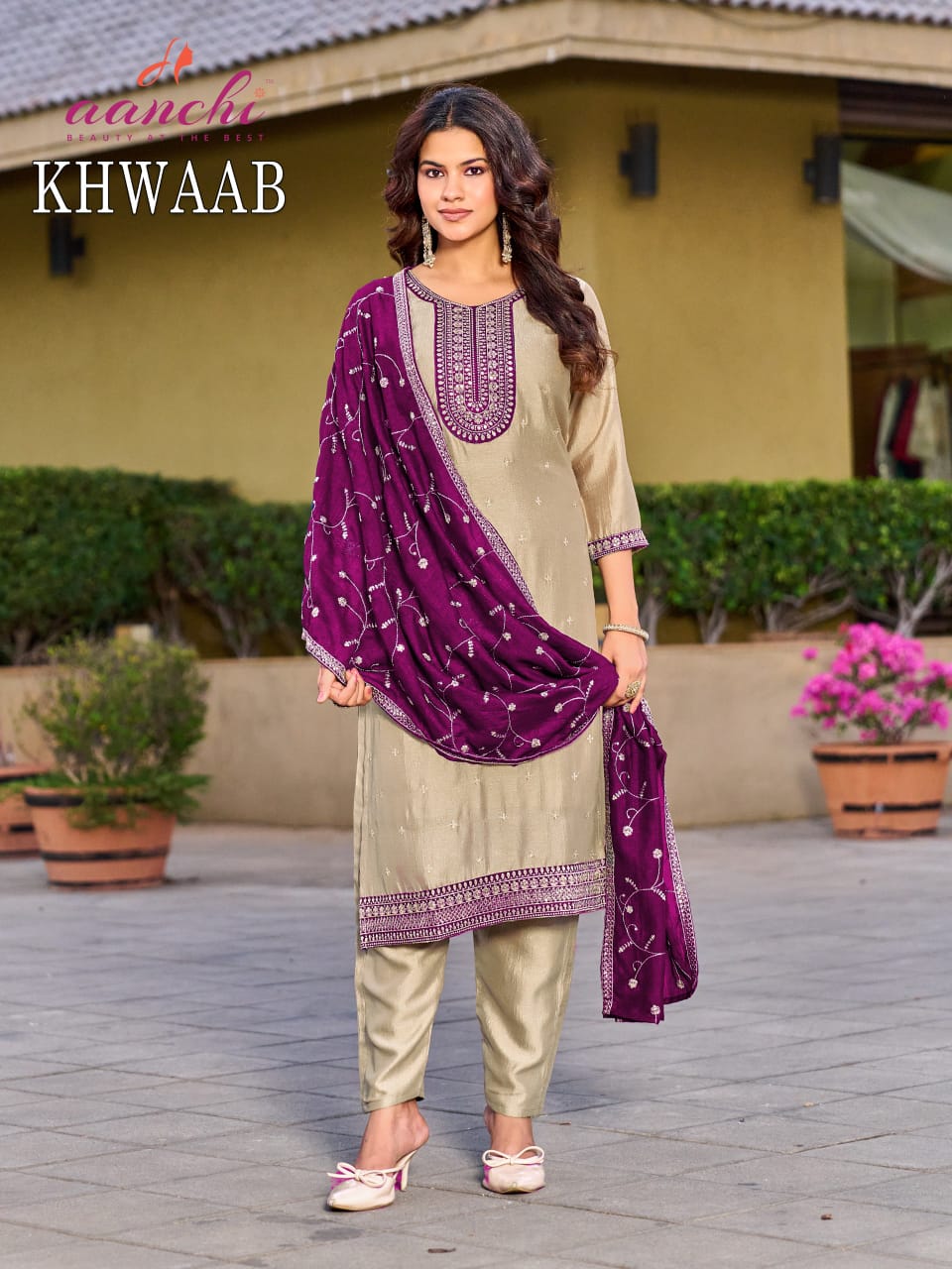 Khwaab Aanchi Vichitra Silk Readymade Pant Style Suits Supplier