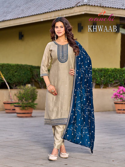Khwaab Aanchi Vichitra Silk Readymade Pant Style Suits Supplier