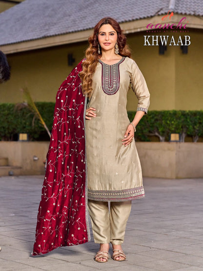 Khwaab Aanchi Vichitra Silk Readymade Pant Style Suits Supplier
