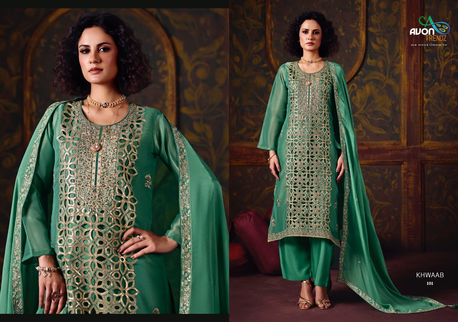 Khwaab Avon Trendz Simmer Silk Pant Style Suits Exporter Ahmedabad
