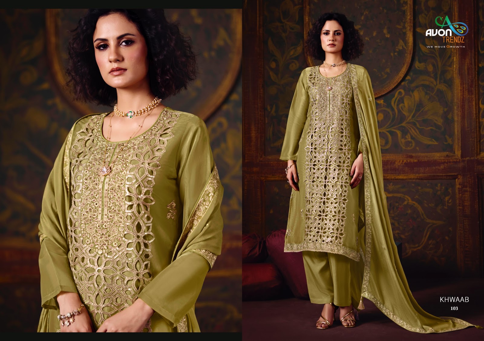 Khwaab Avon Trendz Simmer Silk Pant Style Suits Exporter Ahmedabad