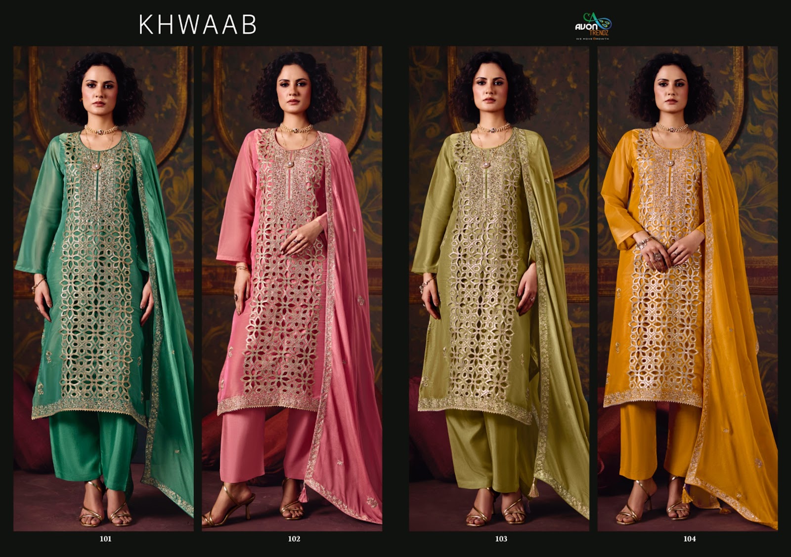 Khwaab Avon Trendz Simmer Silk Pant Style Suits Exporter Ahmedabad