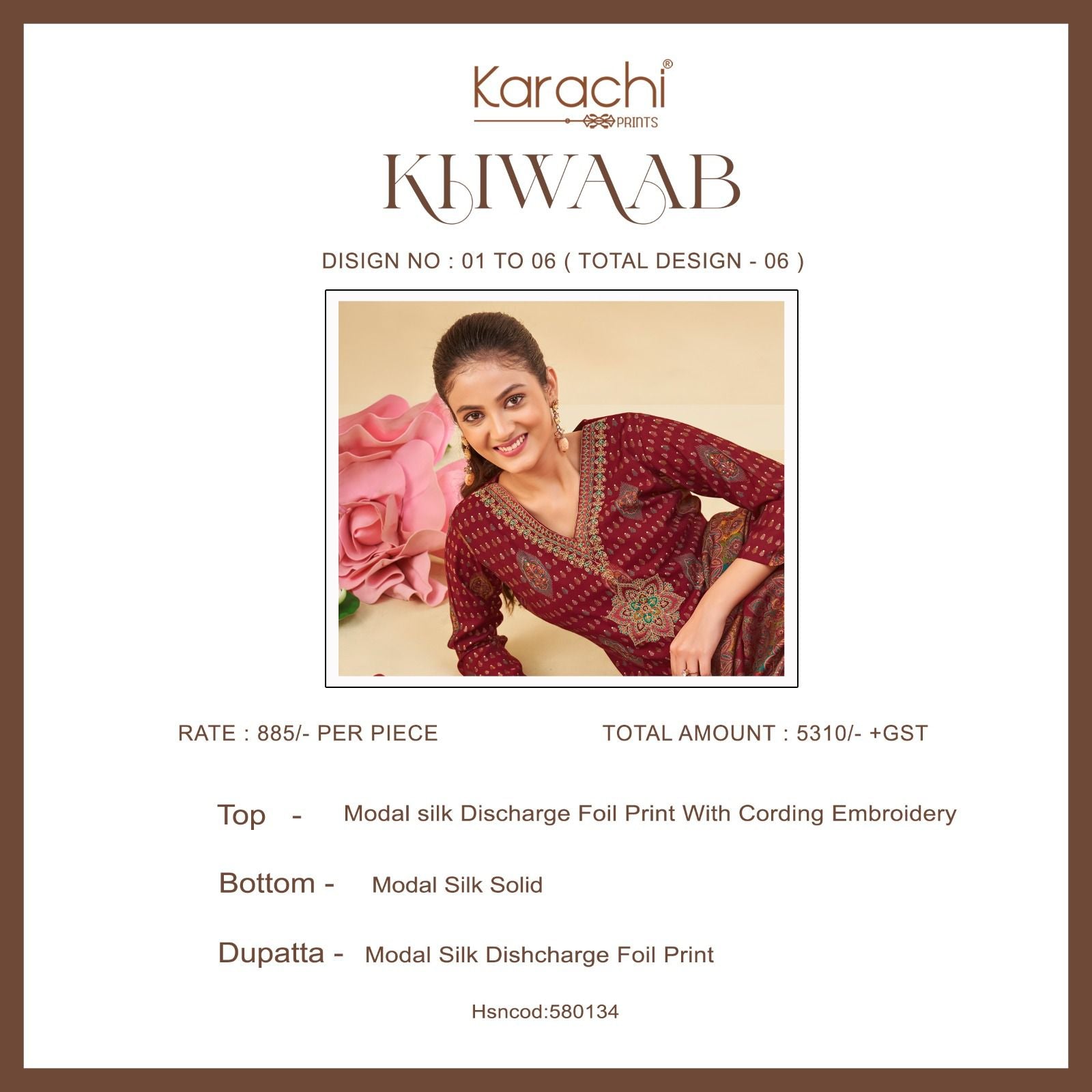 Khwaab Karachi Prints Modal Silk Pant Style Suits Wholesale Price