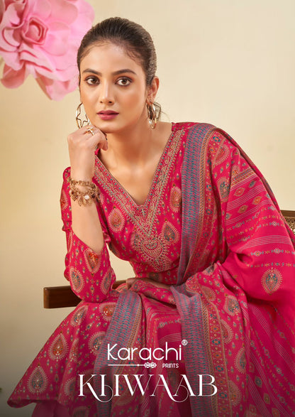 Khwaab Karachi Prints Modal Silk Pant Style Suits Wholesale Price