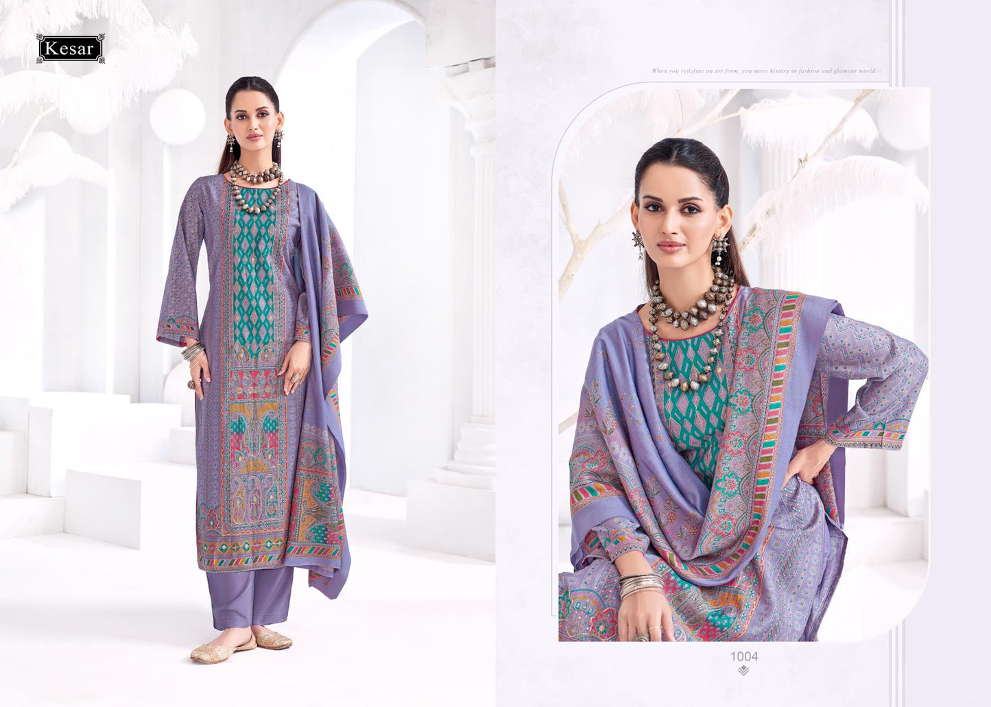 Khwaab Kesar Muslin Silk Pant Style Suits Wholesale Price