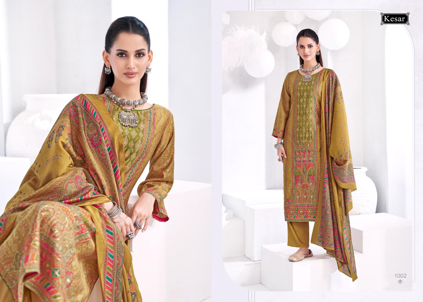 Khwaab Kesar Muslin Silk Pant Style Suits Wholesale Price