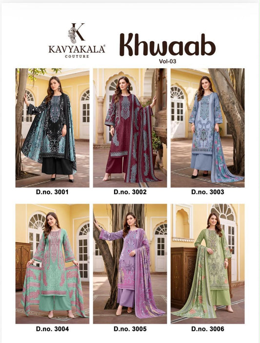 Khwaab Vol 3 Kavyakala Cotton Karachi Salwar Suits Supplier