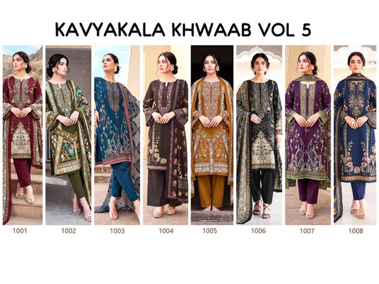 Khwaab Vol 5 Kavyakala Mix Cotton Karachi Salwar Suits Supplier Ahmedabad