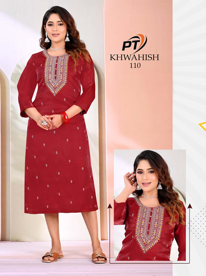 Khwahish Vol 1 Pt Sartin Long Straight Kurti Wholesaler India