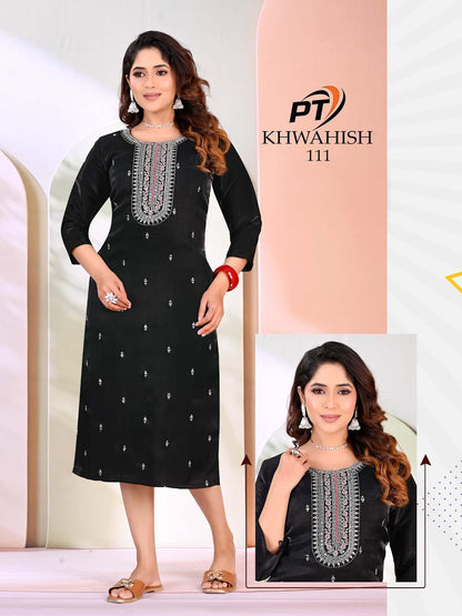 Khwahish Vol 1 Pt Sartin Long Straight Kurti Wholesaler India