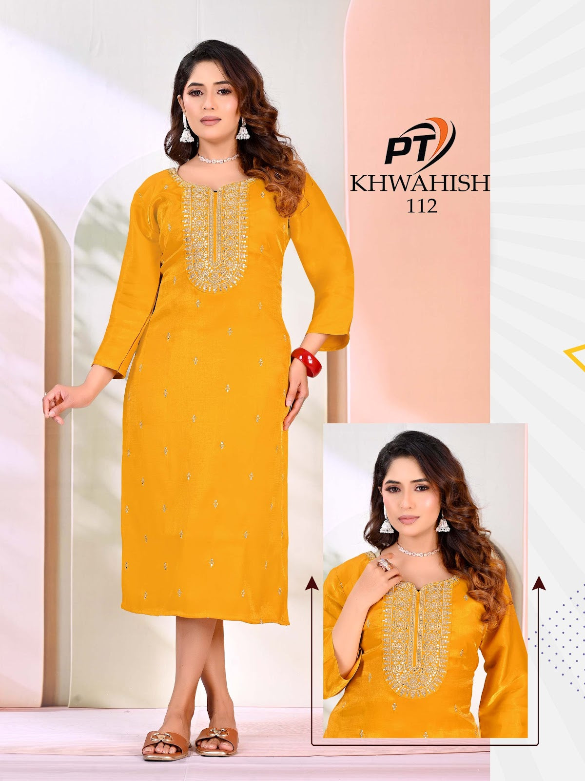 Khwahish Vol 1 Pt Sartin Long Straight Kurti Wholesaler India