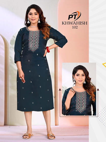Khwahish Vol 1 Pt Sartin Long Straight Kurti Wholesaler India