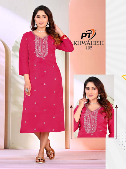 Khwahish Vol 1 Pt Sartin Long Straight Kurti Wholesaler India