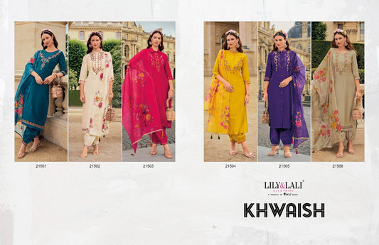 Khwaish Lily Lali Viscose Silk Afghani Readymade Suit Wholesale