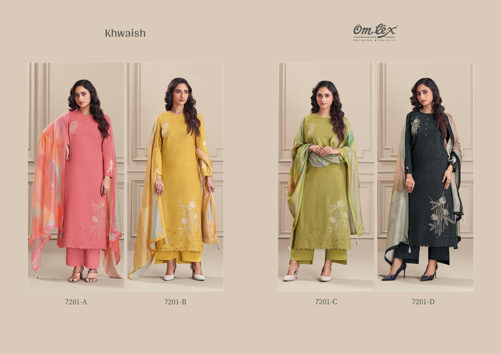 Khwaish Omtex Linen Plazzo Style Suits Supplier Gujarat