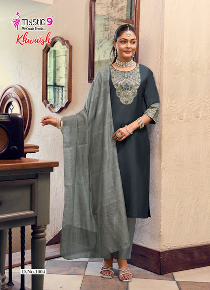 Khwaish Vol 1 Mystic 9 Roman Silk Readymade Pant Style Suits Wholesaler Gujarat
