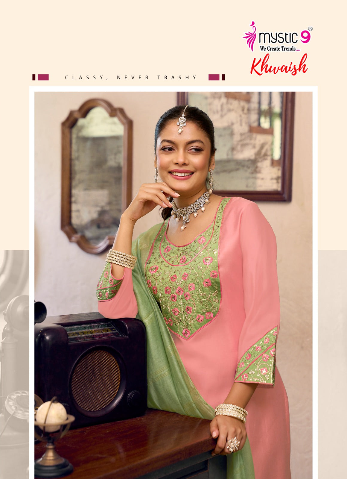 Khwaish Vol 1 Mystic 9 Roman Silk Readymade Pant Style Suits Wholesaler Gujarat