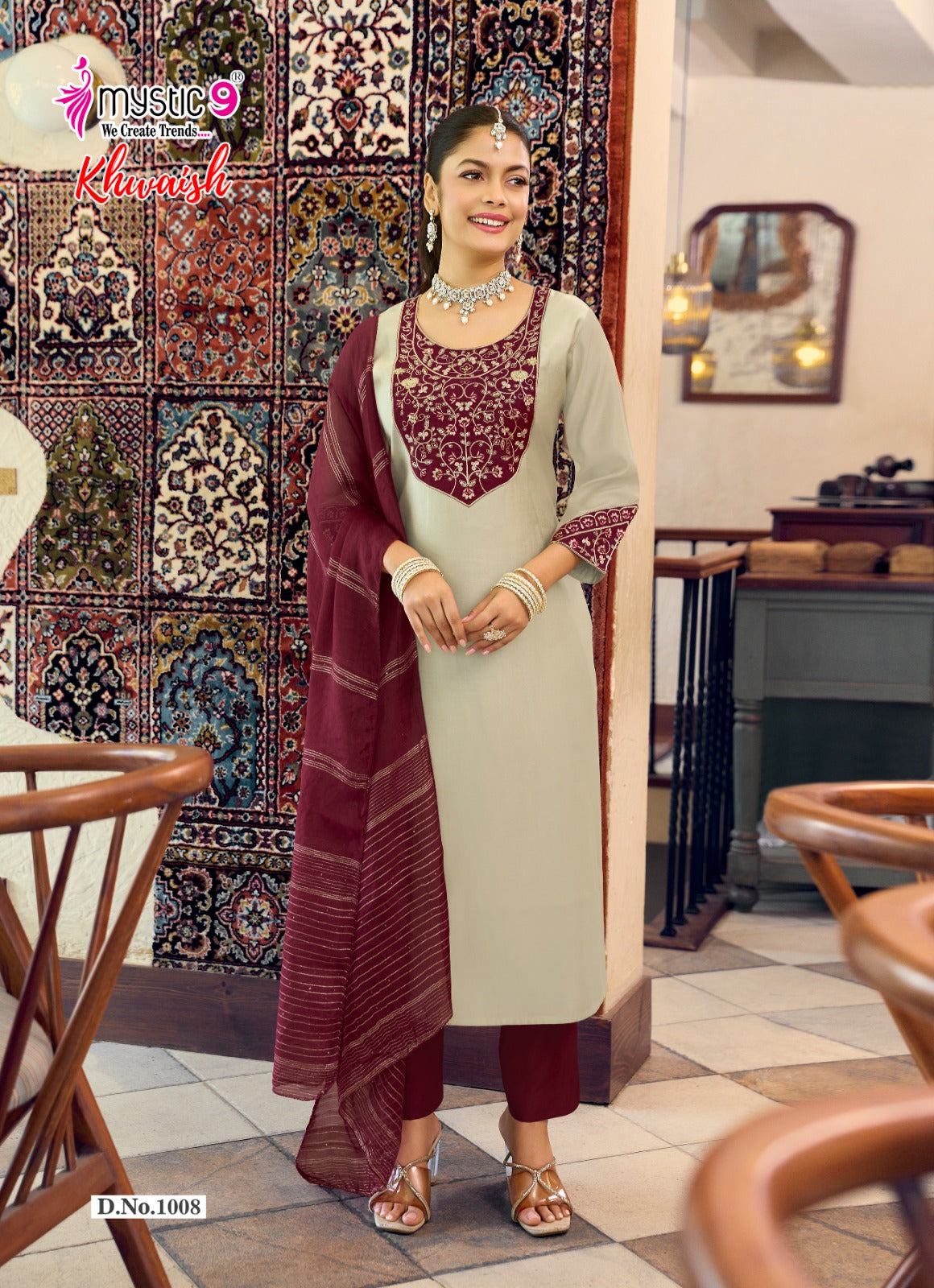 Khwaish Vol 1 Mystic 9 Roman Silk Readymade Pant Style Suits Wholesaler Gujarat