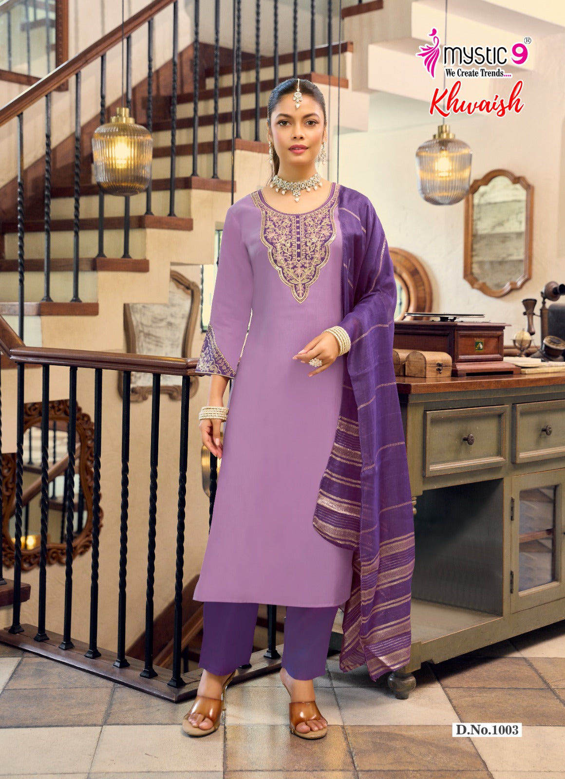 Khwaish Vol 1 Mystic 9 Roman Silk Readymade Pant Style Suits Wholesaler Gujarat